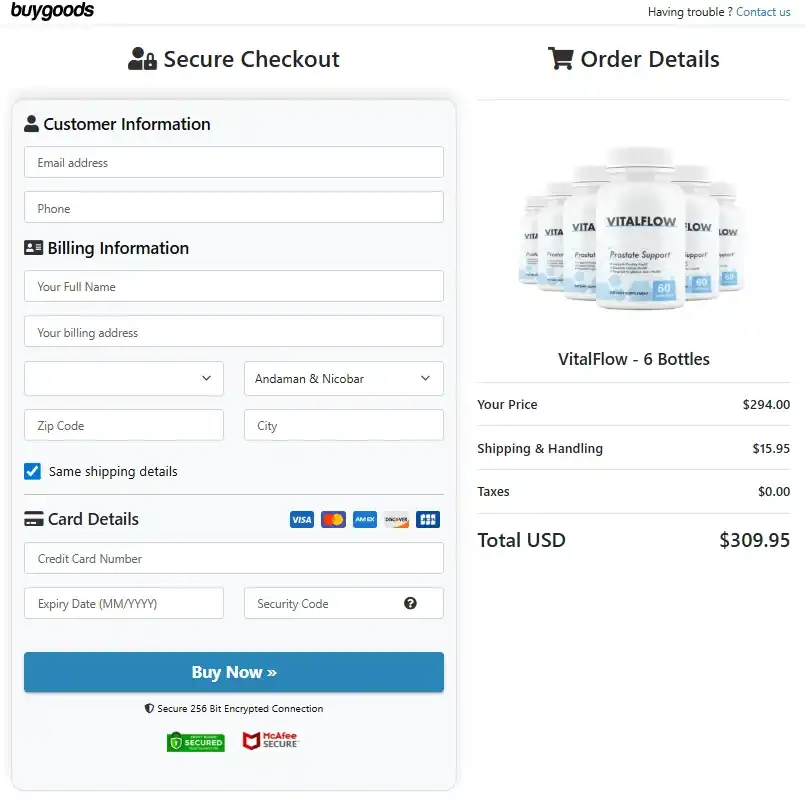 VitalFlow VitalFlow Order Page
